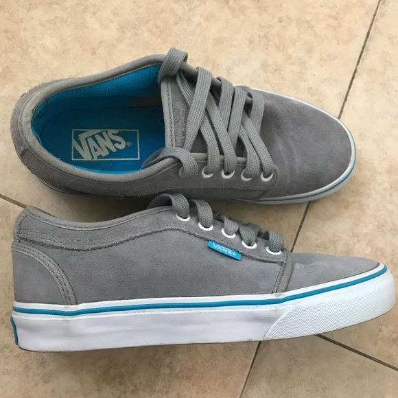 grey and turquoise vans